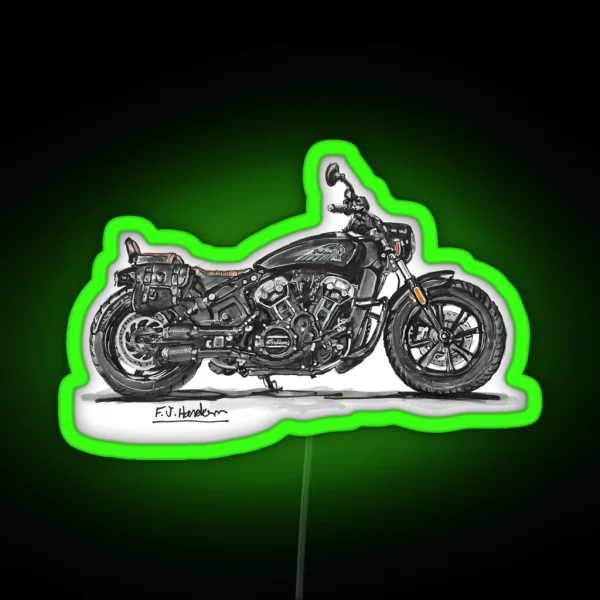 Cruiser Bobber Bike Motorcycle Black RGB Neon Sign