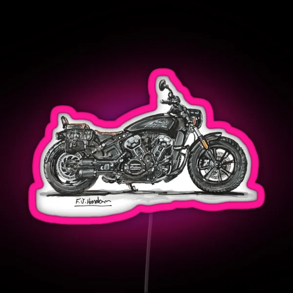 Cruiser Bobber Bike Motorcycle Black RGB Neon Sign