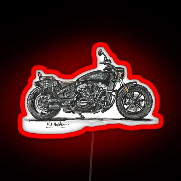 Cruiser Bobber Bike Motorcycle Black RGB Neon Sign