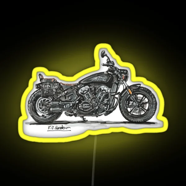 Cruiser Bobber Bike Motorcycle Black RGB Neon Sign