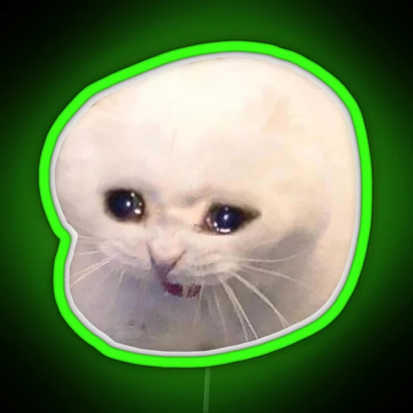 Crying Cat Meme 1 RGB Neon Sign