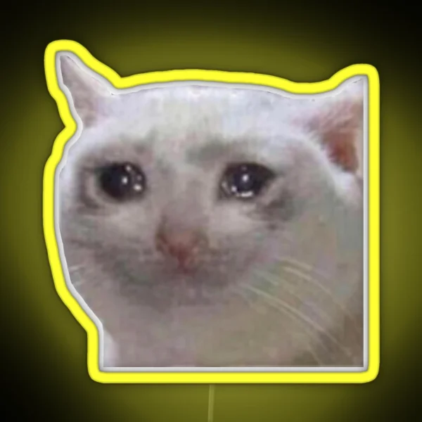 Crying Cat Meme Mericcat Emote RGB Neon Sign