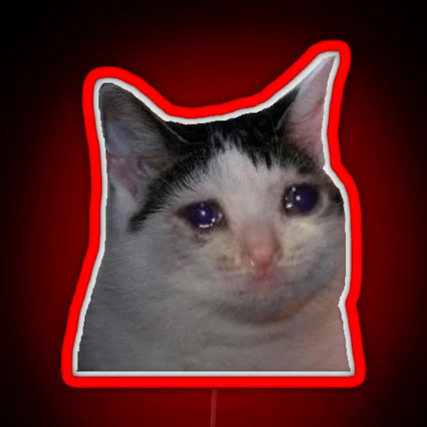 Crying Cat Meme RGB Neon Sign