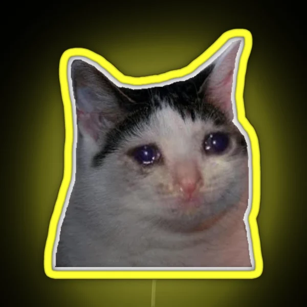 Crying Cat Meme RGB Neon Sign