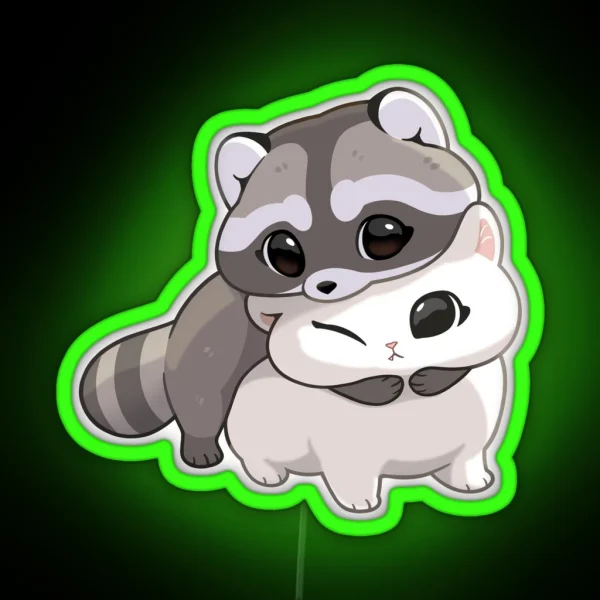 Cuddle Raccoon RGB Neon Sign