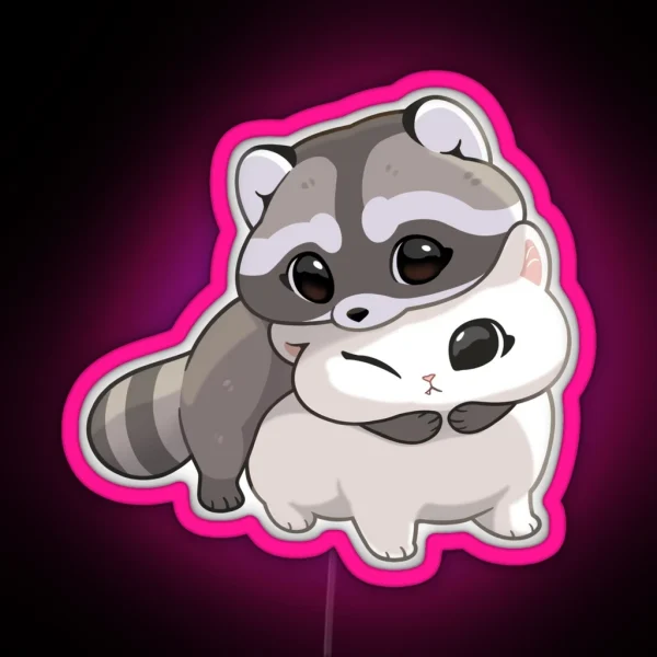 Cuddle Raccoon RGB Neon Sign
