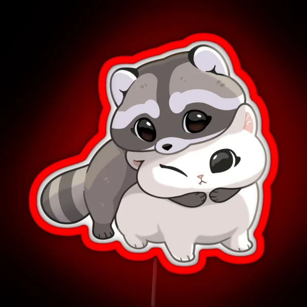 Cuddle Raccoon RGB Neon Sign