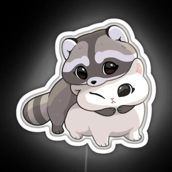 Cuddle Raccoon RGB Neon Sign