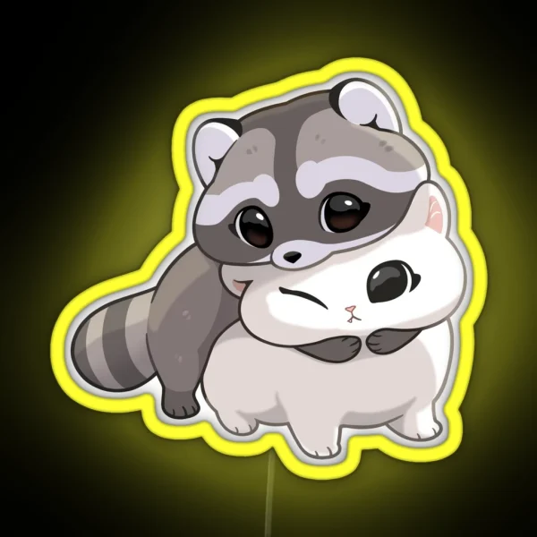 Cuddle Raccoon RGB Neon Sign