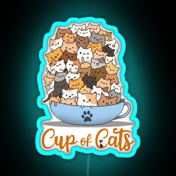 Cup Of Cats RGB Neon Sign