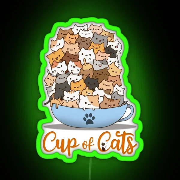 Cup Of Cats RGB Neon Sign