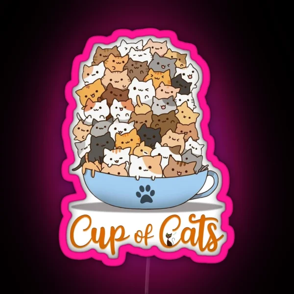Cup Of Cats RGB Neon Sign