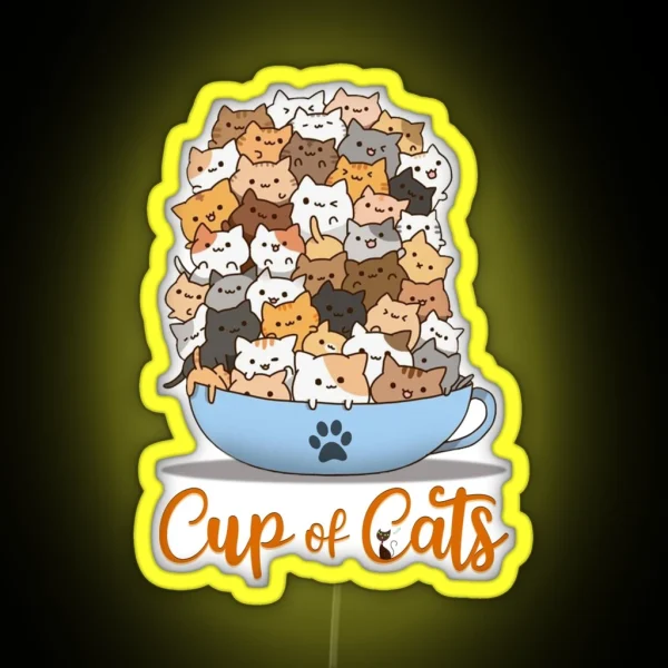 Cup Of Cats RGB Neon Sign