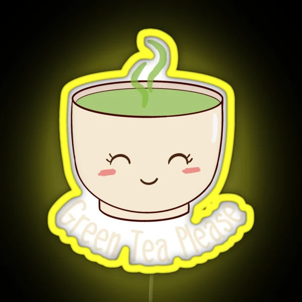 Cupgreen Tea Please RGB Neon Sign