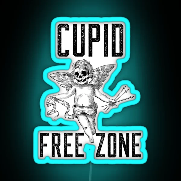 Cupid Free Zone Anti Valentine RGB Neon Sign