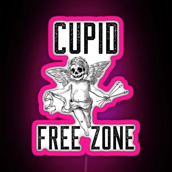 Cupid Free Zone Anti Valentine RGB Neon Sign