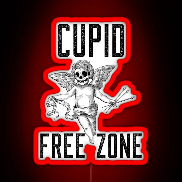 Cupid Free Zone Anti Valentine RGB Neon Sign