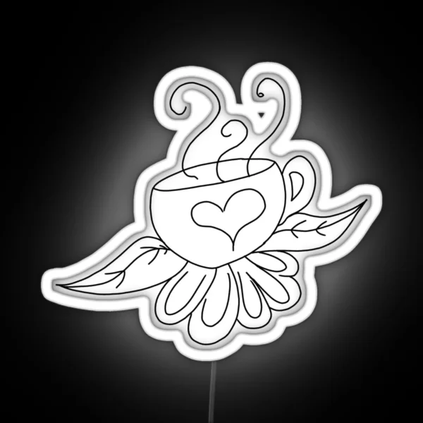 Cuppa Tea Made With Love Filled White Black Lines RGB Neon Sign