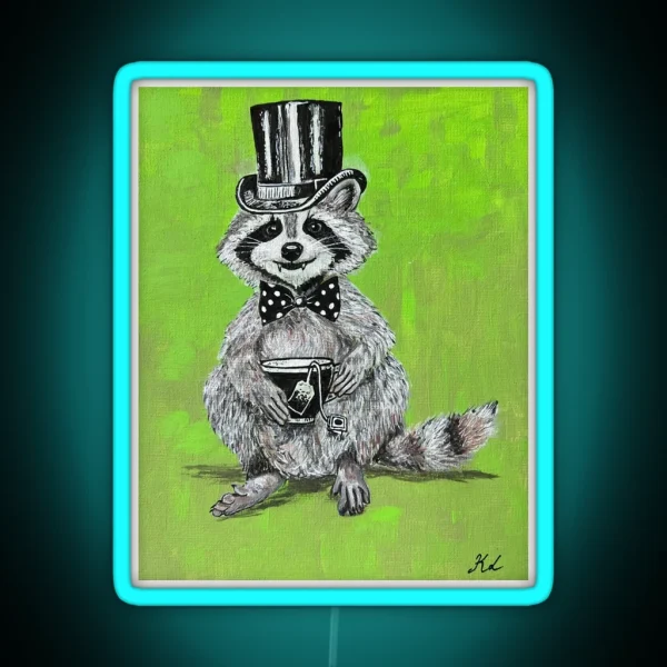 Cuppa Tea Sir Raccoon RGB Neon Sign