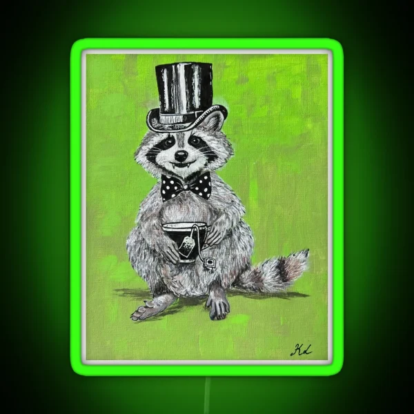 Cuppa Tea Sir Raccoon RGB Neon Sign