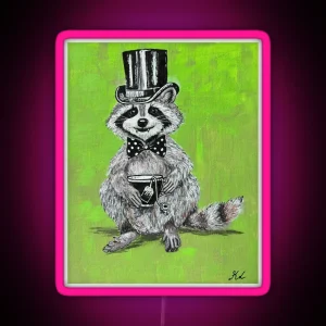 Cuppa Tea Sir Raccoon RGB Neon Sign