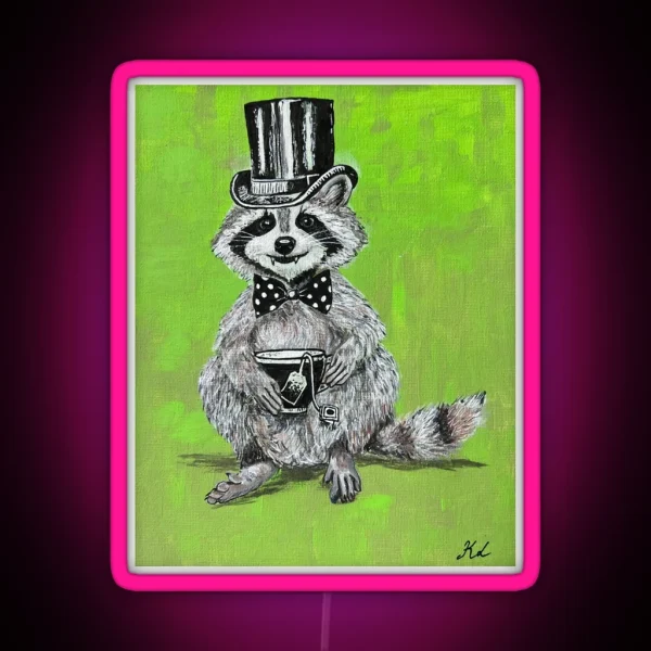 Cuppa Tea Sir Raccoon RGB Neon Sign