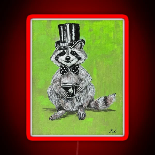 Cuppa Tea Sir Raccoon RGB Neon Sign