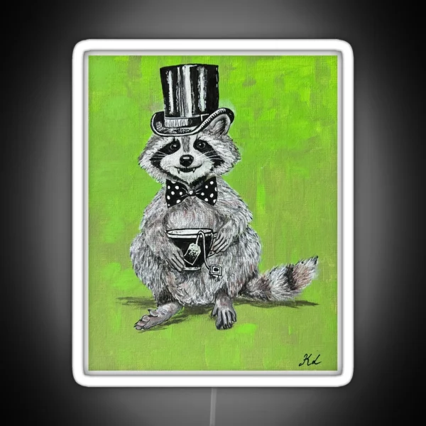 Cuppa Tea Sir Raccoon RGB Neon Sign