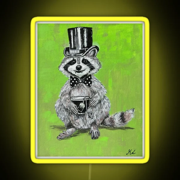 Cuppa Tea Sir Raccoon RGB Neon Sign