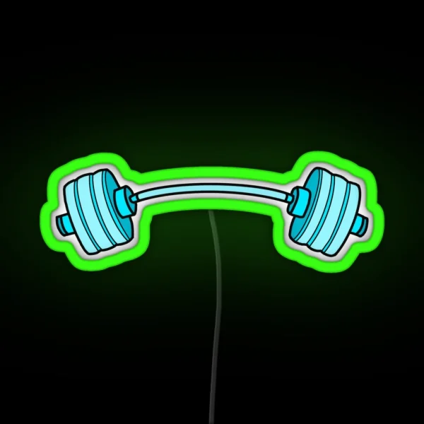 Curved Barbell Blue Teal RGB Neon Sign
