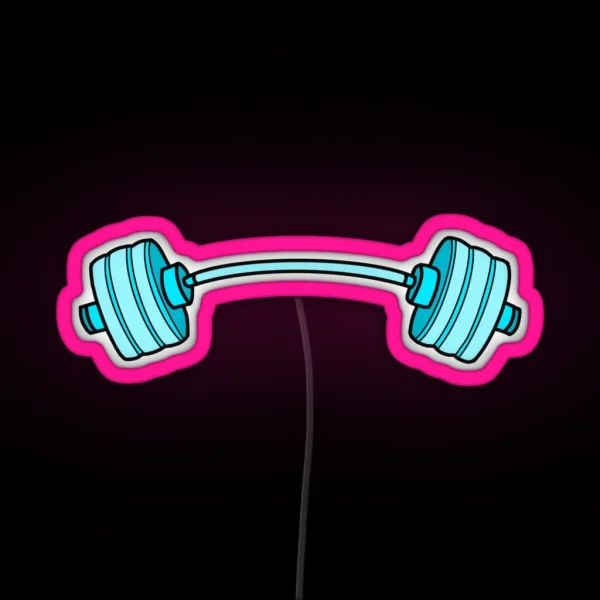 Curved Barbell Blue Teal RGB Neon Sign