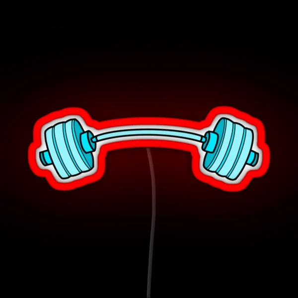 Curved Barbell Blue Teal RGB Neon Sign