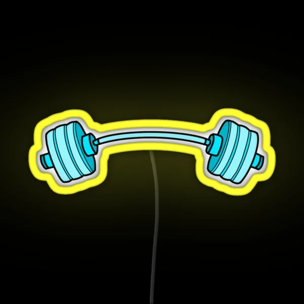 Curved Barbell Blue Teal RGB Neon Sign