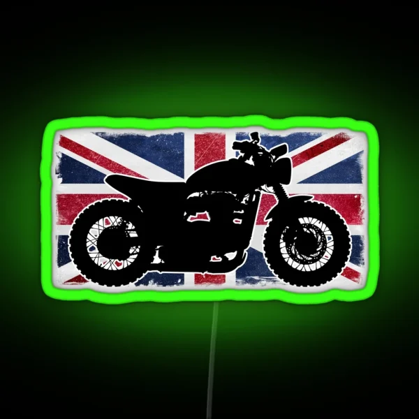 Custom Scrambler Motorcycle British Flag RGB Neon Sign