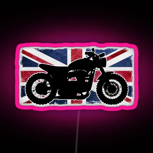 Custom Scrambler Motorcycle British Flag RGB Neon Sign