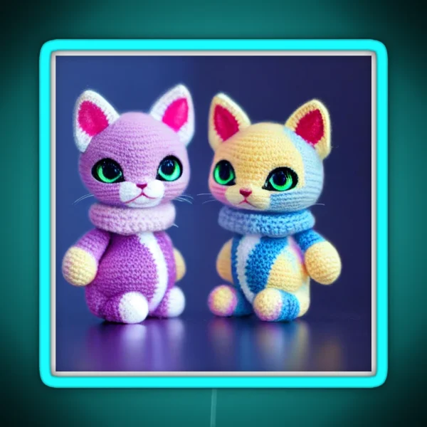 Cute Amigurumi Kitten Original Collection RGB Neon Sign