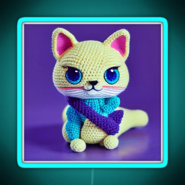 Cute Amigurumi Kitten Original Collection RGB Neon Sign