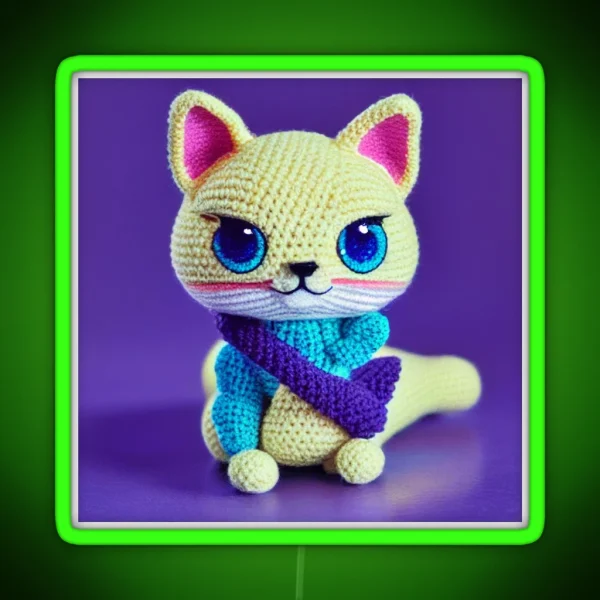 Cute Amigurumi Kitten Original Collection RGB Neon Sign