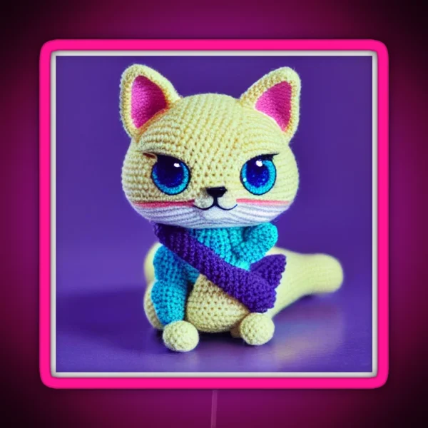 Cute Amigurumi Kitten Original Collection RGB Neon Sign
