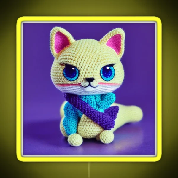 Cute Amigurumi Kitten Original Collection RGB Neon Sign