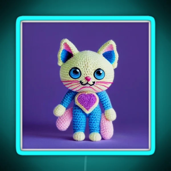 Cute Amigurumi Kitten Original Collection RGB Neon Sign