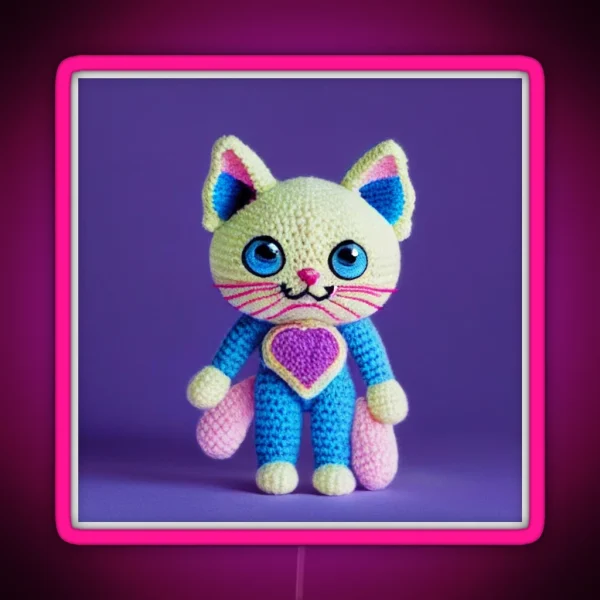 Cute Amigurumi Kitten Original Collection RGB Neon Sign