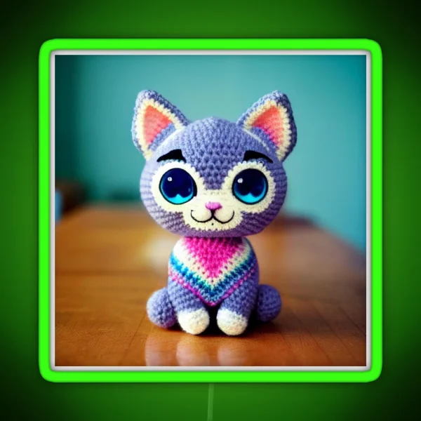 Cute Amigurumi Kitten Original Collection RGB Neon Sign