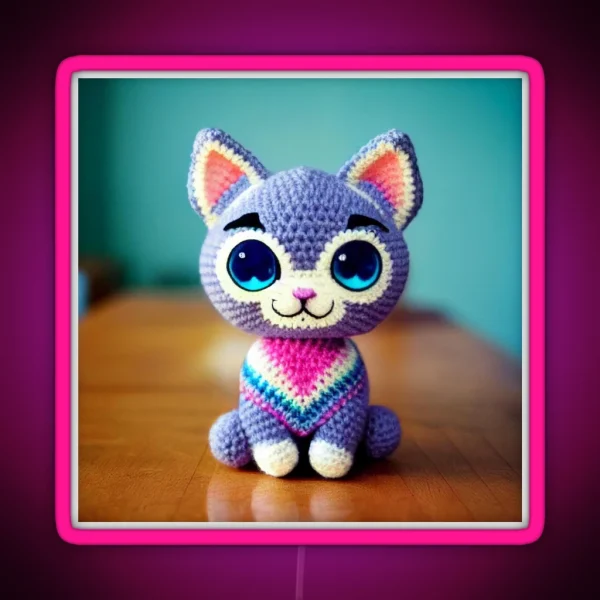 Cute Amigurumi Kitten Original Collection RGB Neon Sign