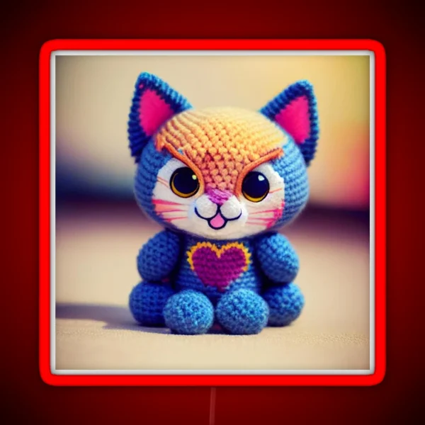 Cute Amigurumi Kitten Original Collection RGB Neon Sign