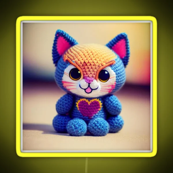 Cute Amigurumi Kitten Original Collection RGB Neon Sign