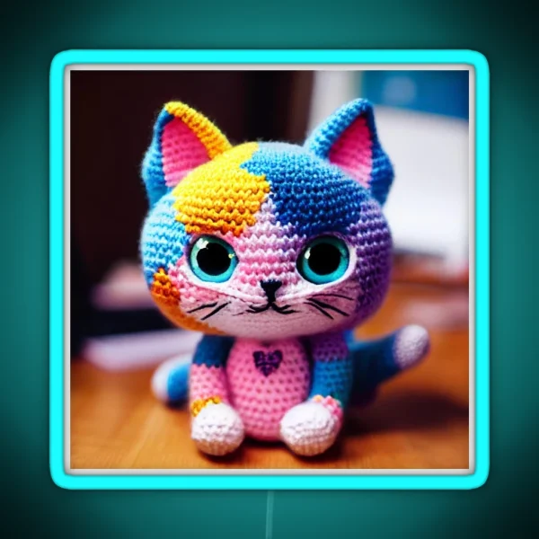 Cute Amigurumi Kitten Original Collection RGB Neon Sign