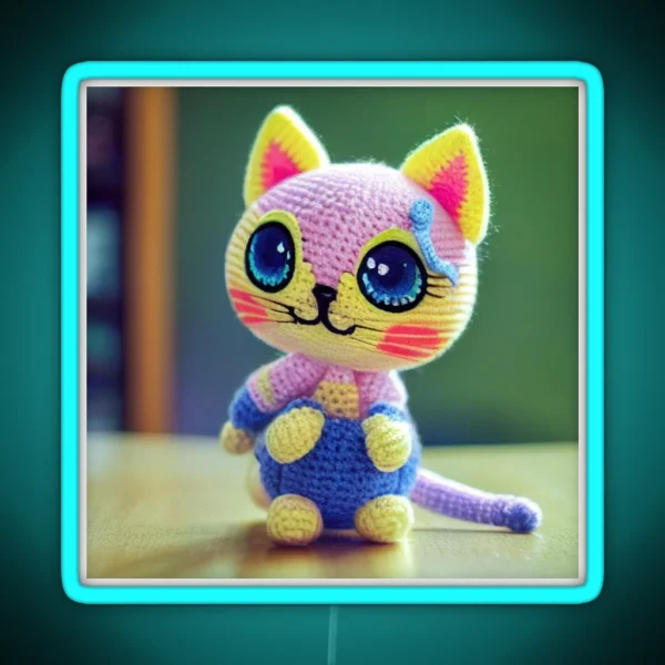 Cute Amigurumi Kitten Original Collection RGB Neon Sign