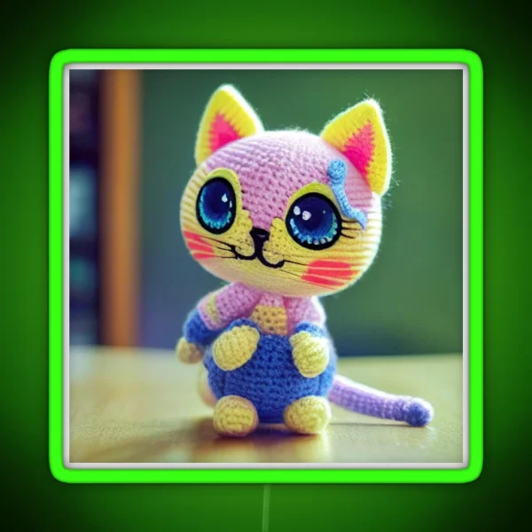 Cute Amigurumi Kitten Original Collection RGB Neon Sign