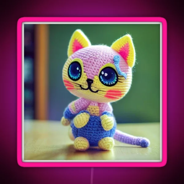 Cute Amigurumi Kitten Original Collection RGB Neon Sign